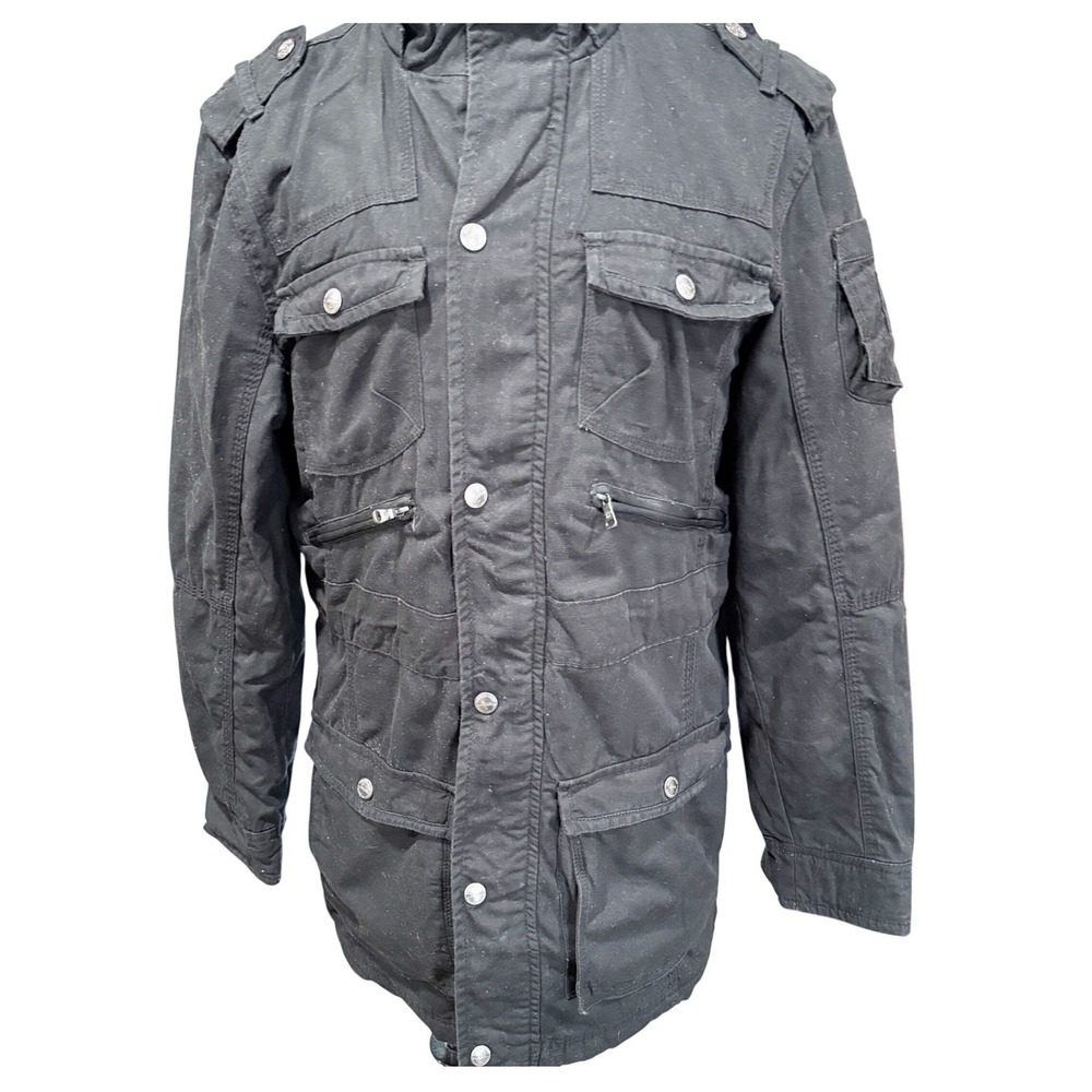 DeFacto Black Sherpa Lined Military Field Jacket Utility Parka Gorpcore M